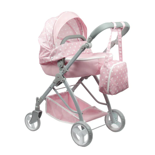 Berenguer Boutique | Playtime | Deluxe Pink Folding Sports Pram Stroller 3+