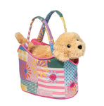 Patchwork Floral Sassy Sak W/Golden Retriever Dog Purse Plush For Ages 2+