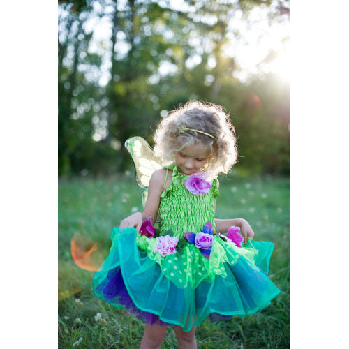 Gown | Fairy Blooms Deluxe Dress & Wings | Green | Size 3-4 - 3