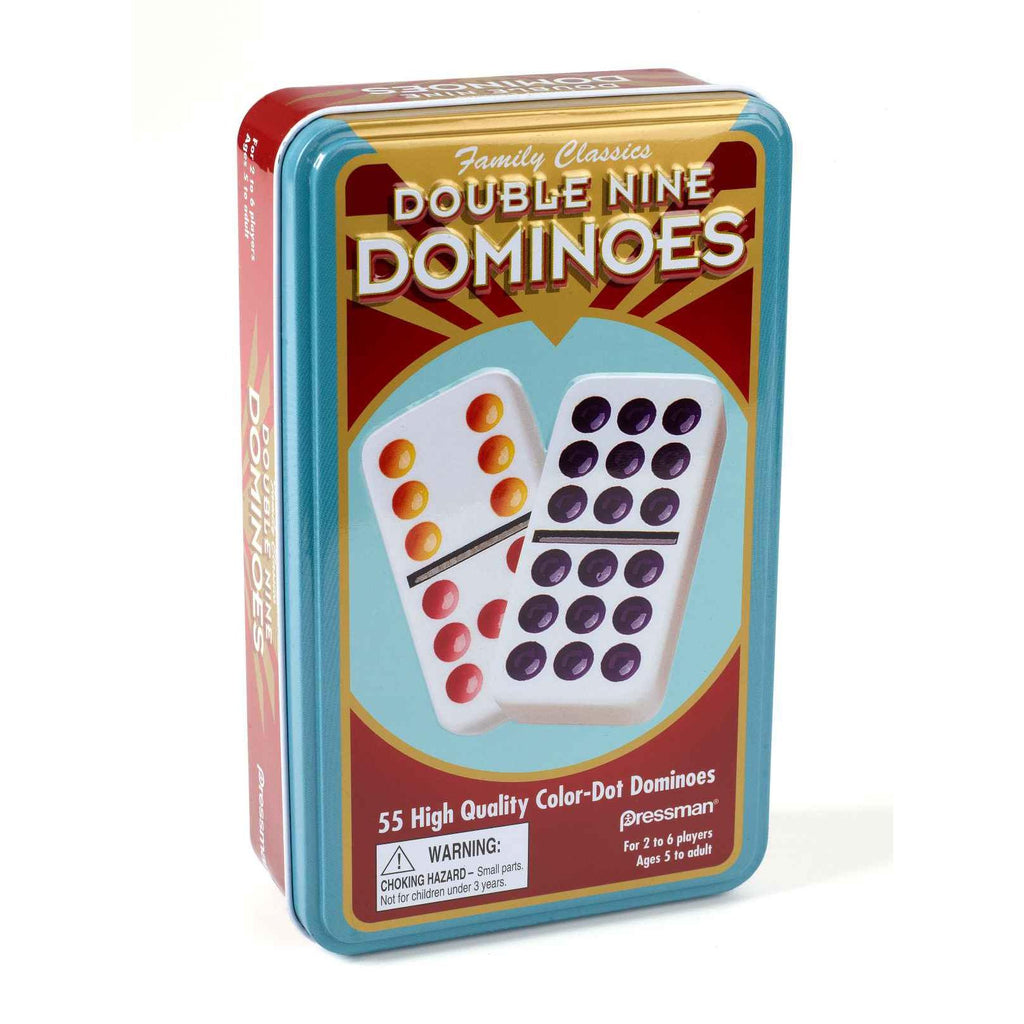 Dominoes: Double Nine Color Dot Dominoes Game In Tin 5+