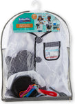 Kidoozie Just Imagine Little Chef Dress-Up Set in clear zip bag with apron, oven mitt, hat, and accessories