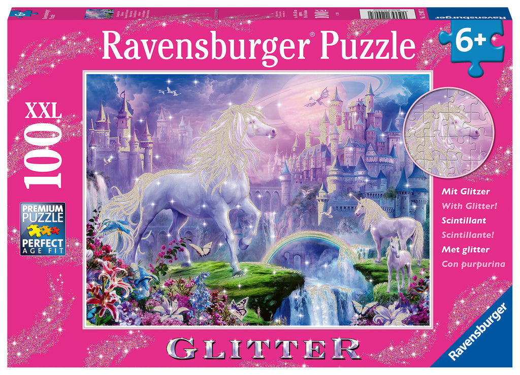 Unicorn Kingdom 100 Pc Glitter Puzzle For Ages 6+