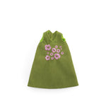 Groovy Girls green corduroy sleeveless doll dress with pink embroidered flower details