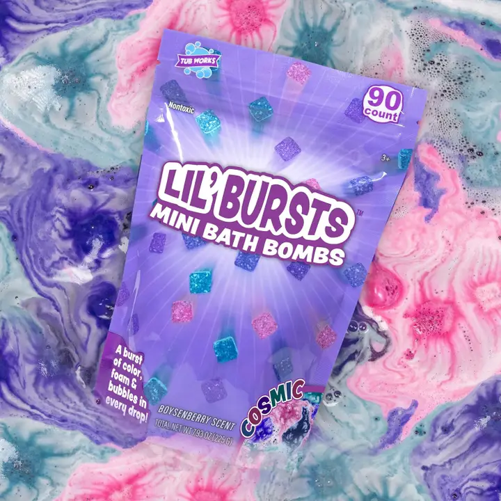 Tub Works | Lil' Bursts | Mini Bath Bombs For Kids | 90 Count | Cosmic | Ages 3+ - 1