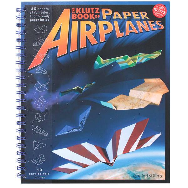 The Klutz Book of Paper Airplanes spiral-bound activity book with colorful paper airplane designs on cover