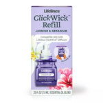 Lifelines ClickWick Refill Jasmine and Geranium essential oil blend 0.25 fl oz purple bottle