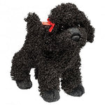 Douglas Gigi black poodle stuffed animal with curly fur and red bow