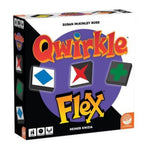 Qwirkle Flex strategy board game box featuring colorful shape tiles by MindWare