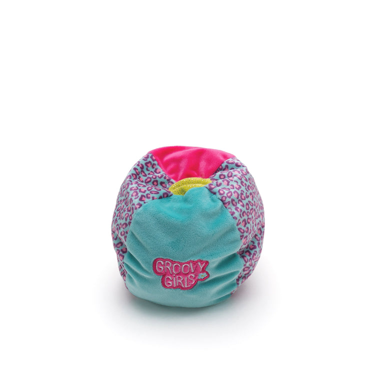 Groovy Girls Boppin' Beanbag Chair in teal, pink, and leopard print fabric panels