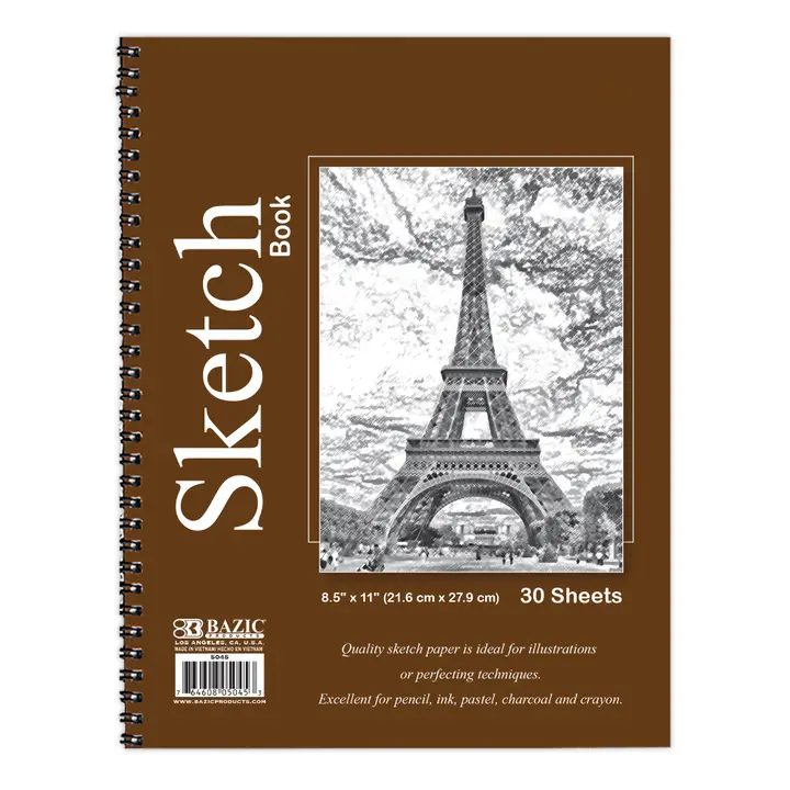 Sketch Pad Side Bound Spiral, 8.5"X 11" 30 Sheets