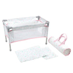 Berenguer Boutique Folding Doll Crib/Playpen - Pink with Travel Bag