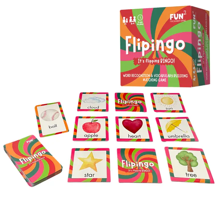 Flipingo Word Recognition Matching Bingo Game Ages 3+