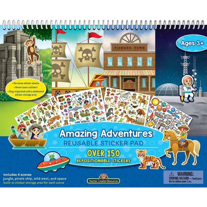 Teacher Creative Resources | Amazing Adventures Reusable Sticker Pad 3+ - CR Toys