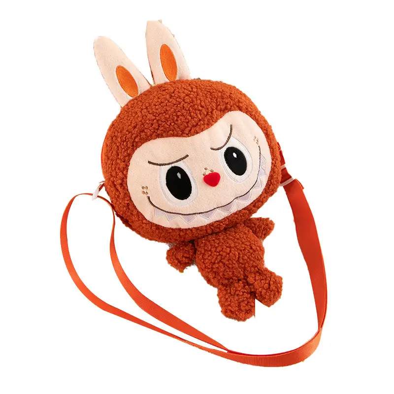 Labubu Soft Plush Crossbody Character Doll Bag | Red