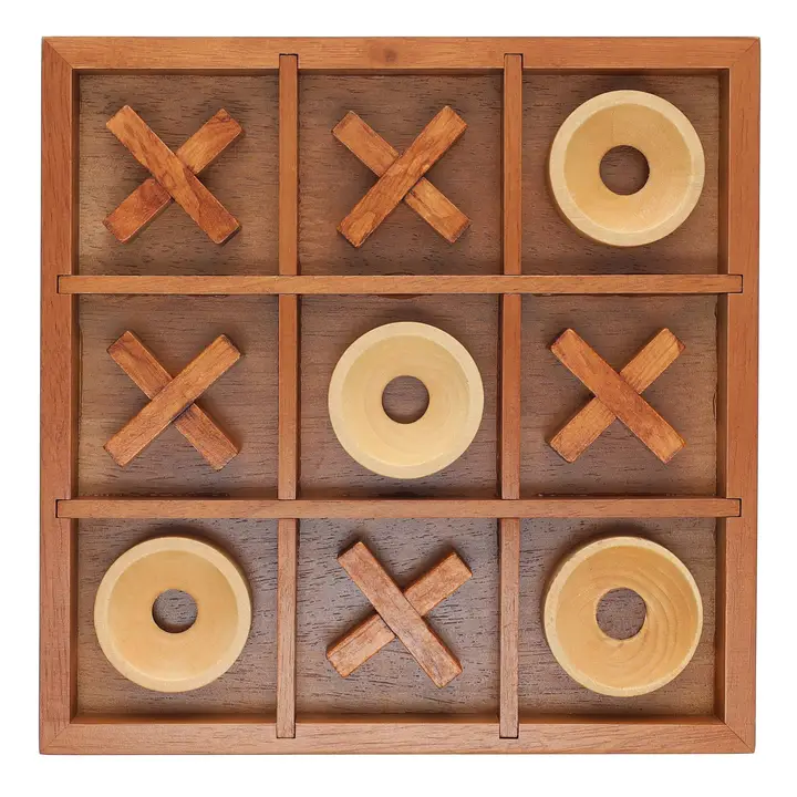 Tic Tac Toe | Solid Wood Board | 9 Inch Game - 1