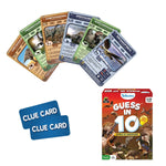 Skillmatics Guess in 10 World of Dinosaurs card game box with fanned dinosaur clue cards