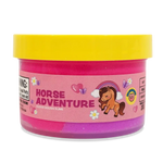 Peachybbies Horse Adventure cloud dough slime in pink and purple container with yellow lid