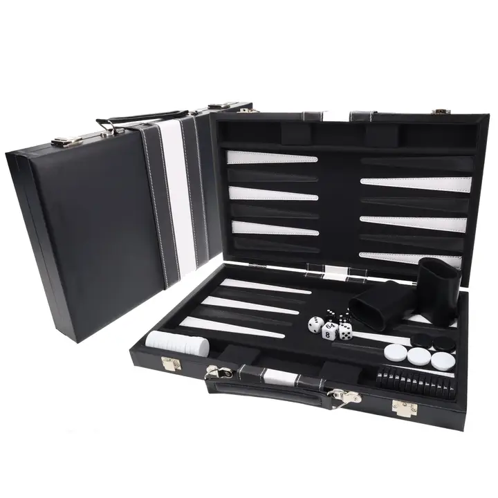Backgammon | Leatherette Set | Black Stripe Game - 1