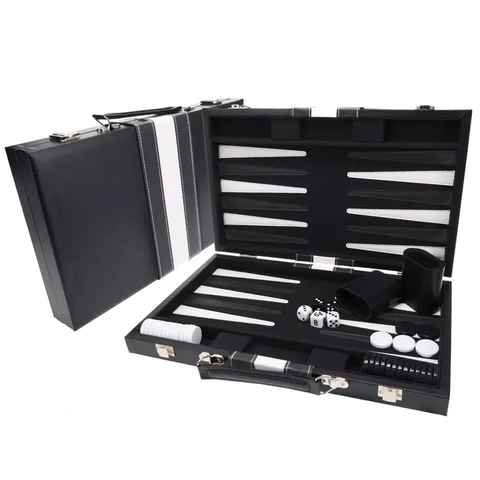 Backgammon | Leatherette Set | Black Stripe Game - 1