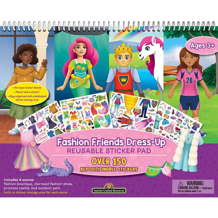 Teacher Creative Recourses | Reusable Sticker Pad | Fashion Friends Dress-Up 3+ - CR Toys