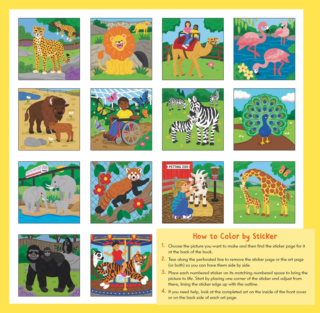 my first color by sticker book at the zoo