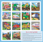 my first color by sticker book cars trucks trains