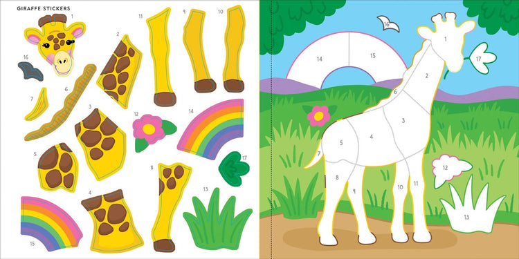 my first color by sticker book wild animals