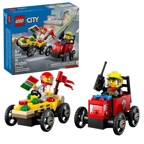 Lego City | Pizza vs. Fire Truck Race Car 60458