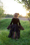 Sybil the Spider Witch Dress & HB, Orange/Black, Size 3-4