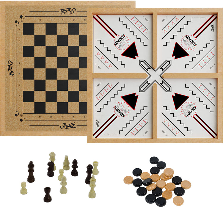 Crazy 4 Sling Puck/ Chess/ Checkers Game 3-In-1