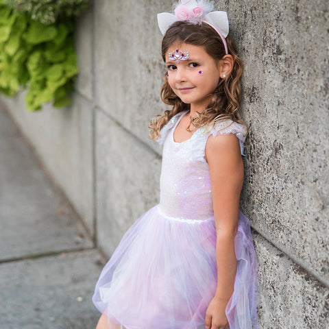 Dreamy Unicorn Dress & Headband, Iridescent/Pink, Size 5-6