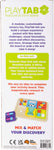 Back of PlayTab Modular Activity Board box showing sensory tile set with product description
