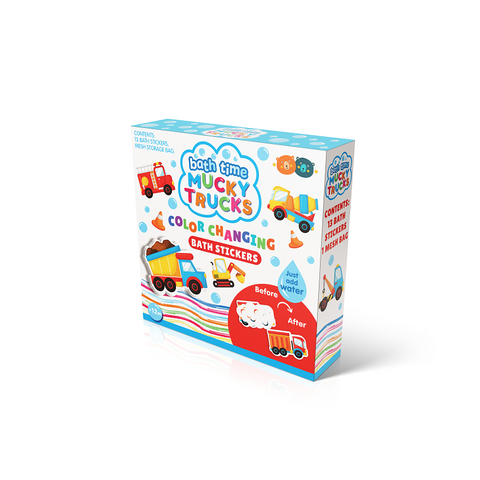 Colour Changing Bath Stickers - Mucky Trucks For Ages 3+