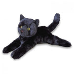 Douglas Tug black cat stuffed animal plush toy lying down with yellow eyes