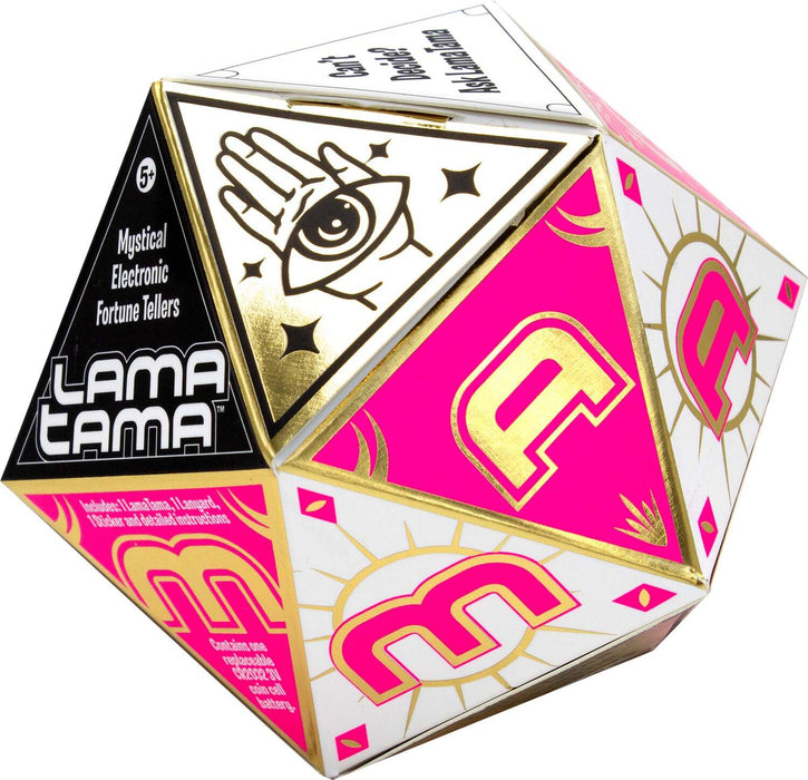 LamaTama Series 3 mystical electronic fortune teller icosahedron-shaped blind box packaging in pink and gold