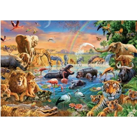 Puzzle | Savannah Jungle Waterhole | 100 Pc XXL 6+ - 1