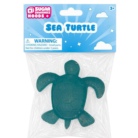 Sugar Skwisheez Noods Sea Turtle squishy toy in teal green packaging