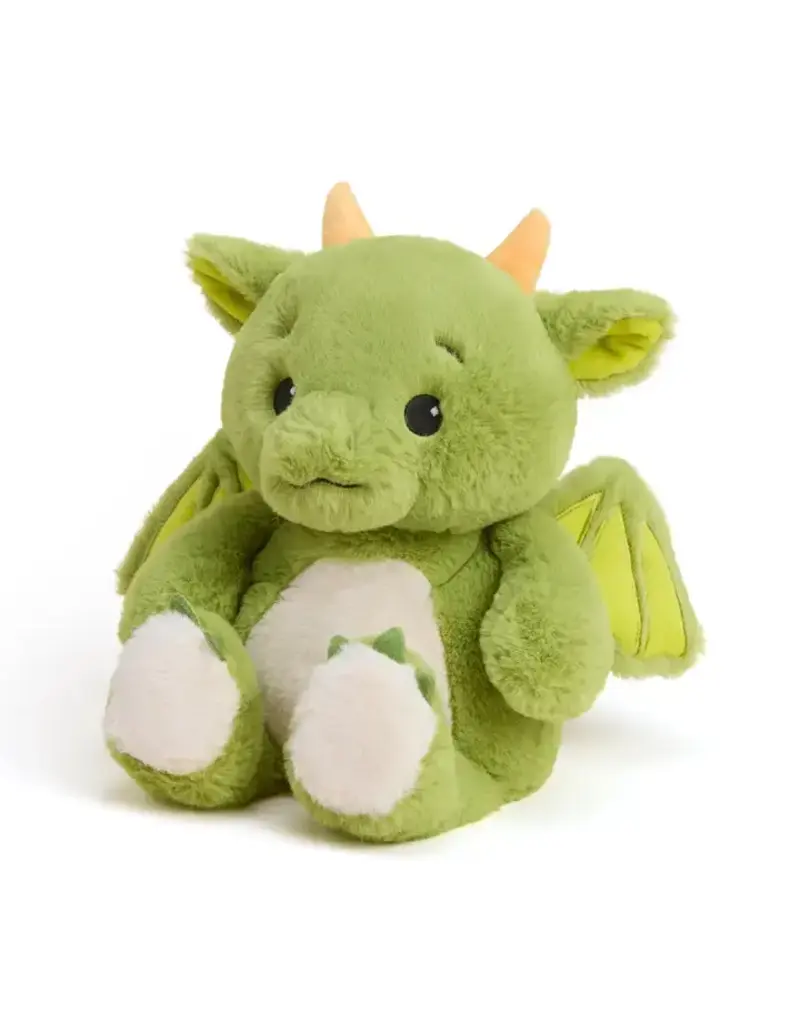 Warmies Cozy Cute Dragon green plush stuffed animal with orange horns and wings