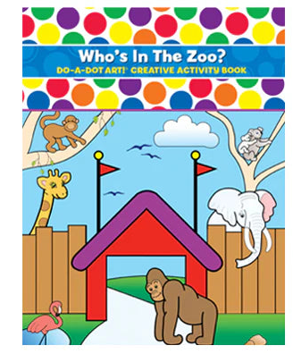 Children's activity book cover with animals and colorful design