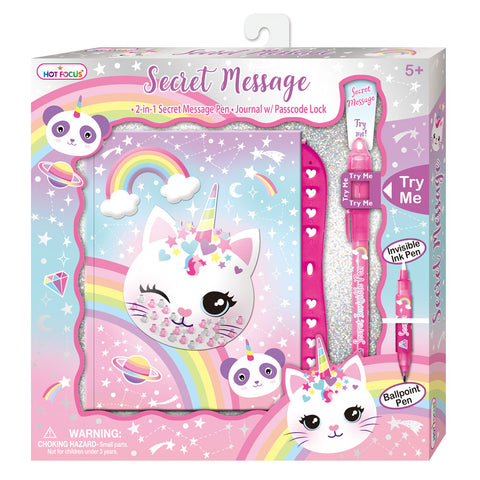 Secret Message Journal Set Caticorn For Ages 5+