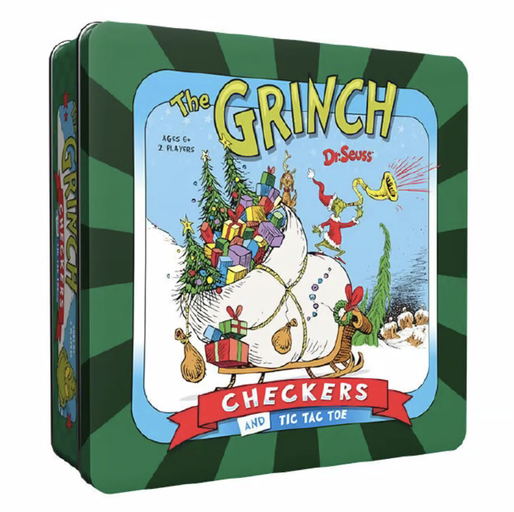 The Grinch Checkers and Tic Tac Toe Tin 6+ - CR Toys