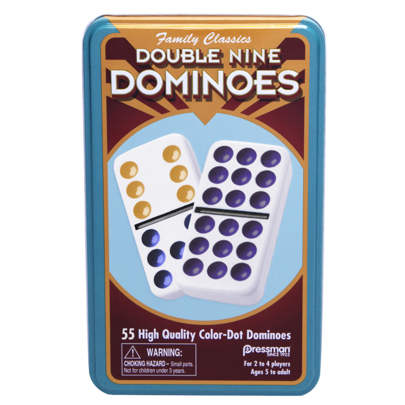 Dominoes: Double Nine Color Dot Dominoes Game In Tin 5+