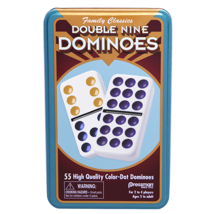 Dominoes: Double Nine Color Dot Dominoes Game In Tin 5+