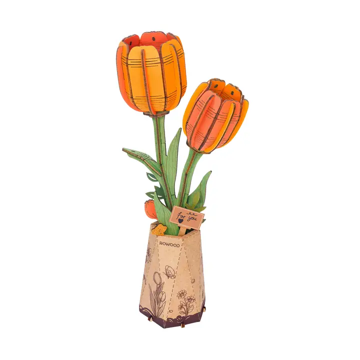 Hands Craft | Wooden Orange Tulip - CR Toys
