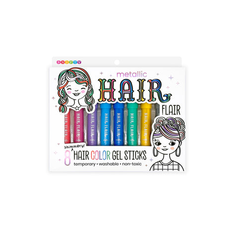 Hair Flair Matallic Set Of 8 Gel Sticks For Ages 5+