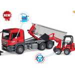 Bruder | Man Tgs Truck W Roll-Off Container W Schaeffer Compact Loader 03767