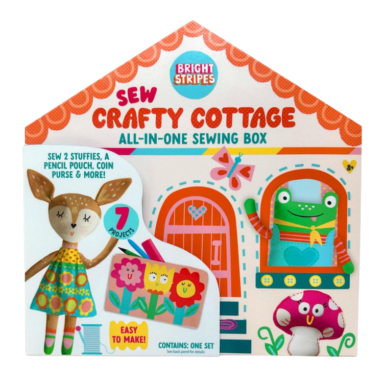 Bright Stripes Sew Crafty Cottage All-In-One Sewing Box for ages 8 and up