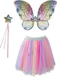 RAINBOW SEQUIN SKIRT,WINGS AND WAND - CR Toys