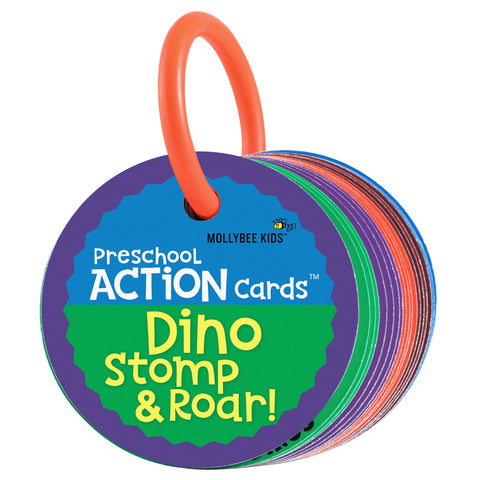 Preschool Action Cards Dino Stomp And Roar Game!