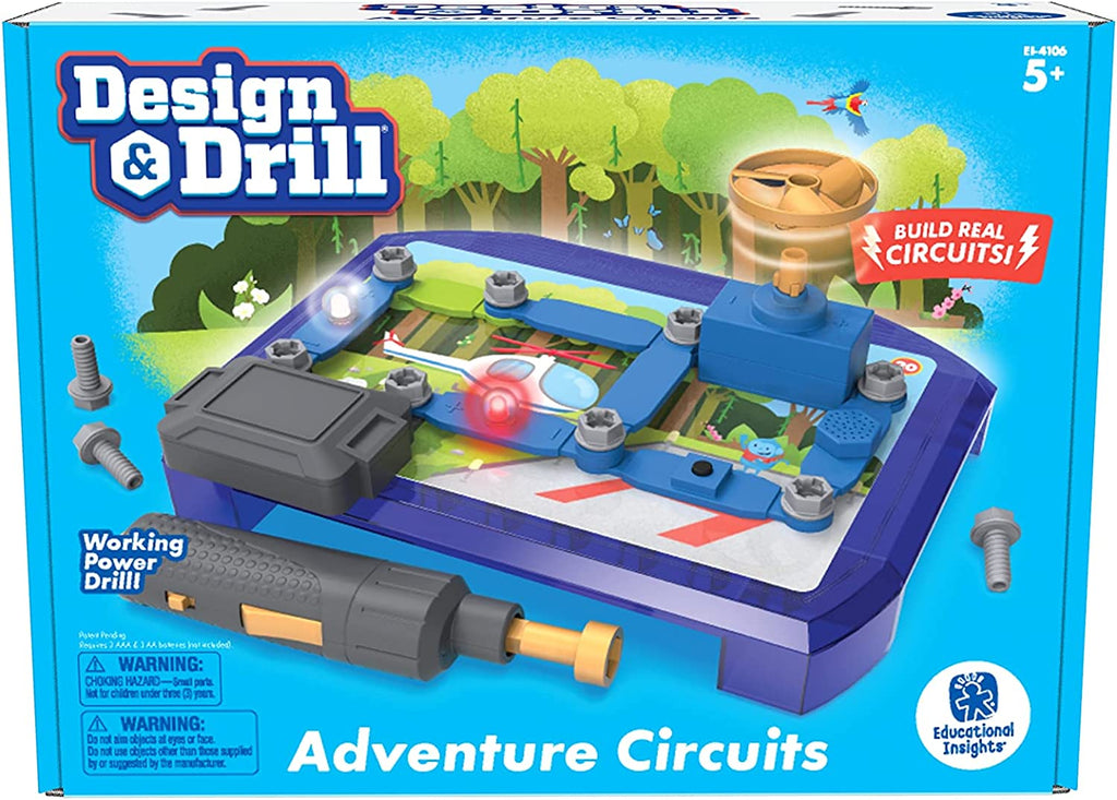 Design & Drill Adventure Circuits, Stem Toy, 63 Pieces, Ages 5+ Ei-4106